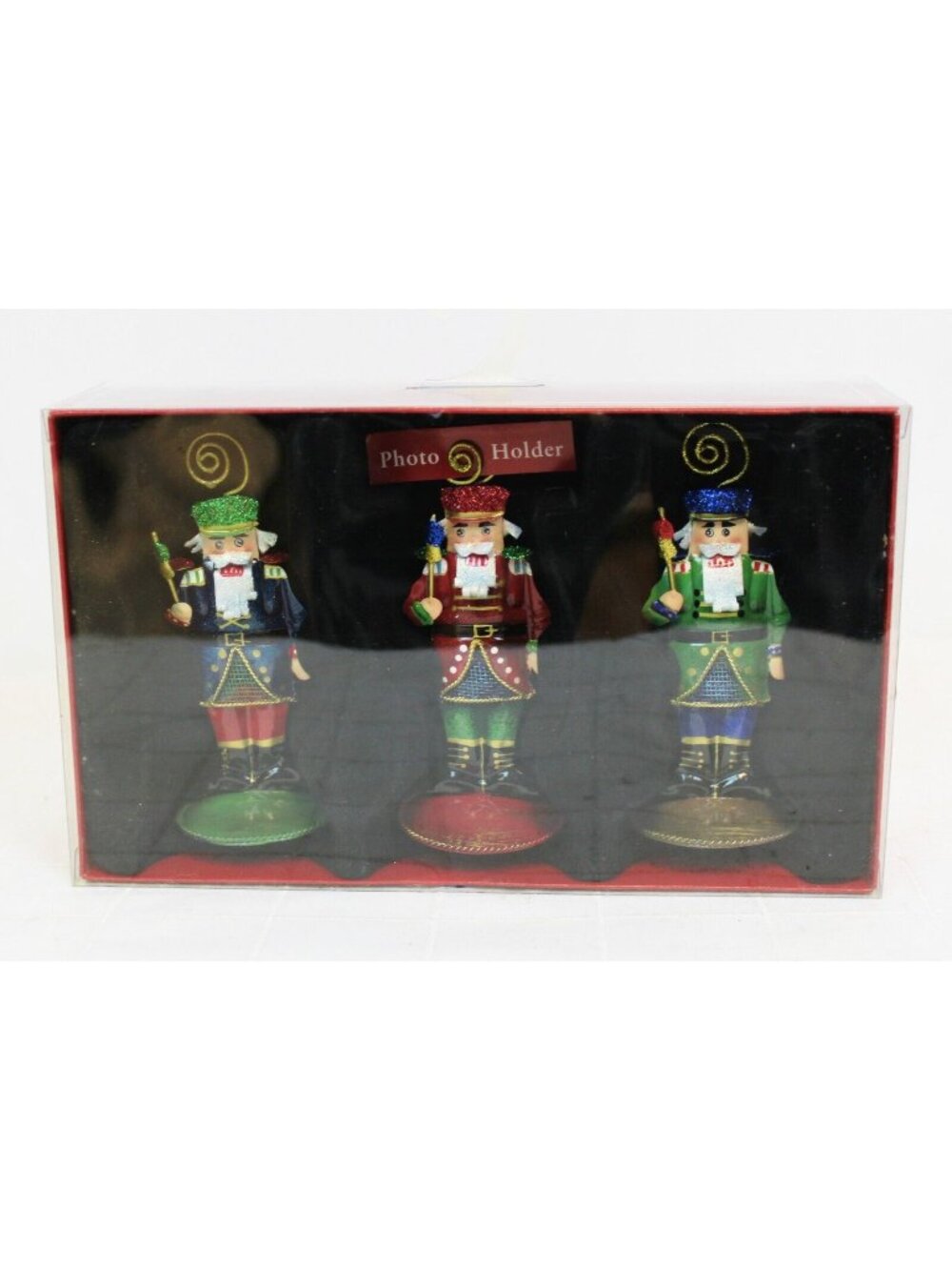 3 Pc St. Nicholas Square Nutcracker Photo Holders Table Place Cards Christmas